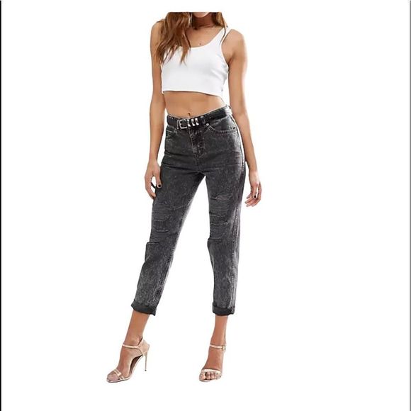 ASOS Black Distressed Acid Washed Jean Waist - Picture 2 of 16